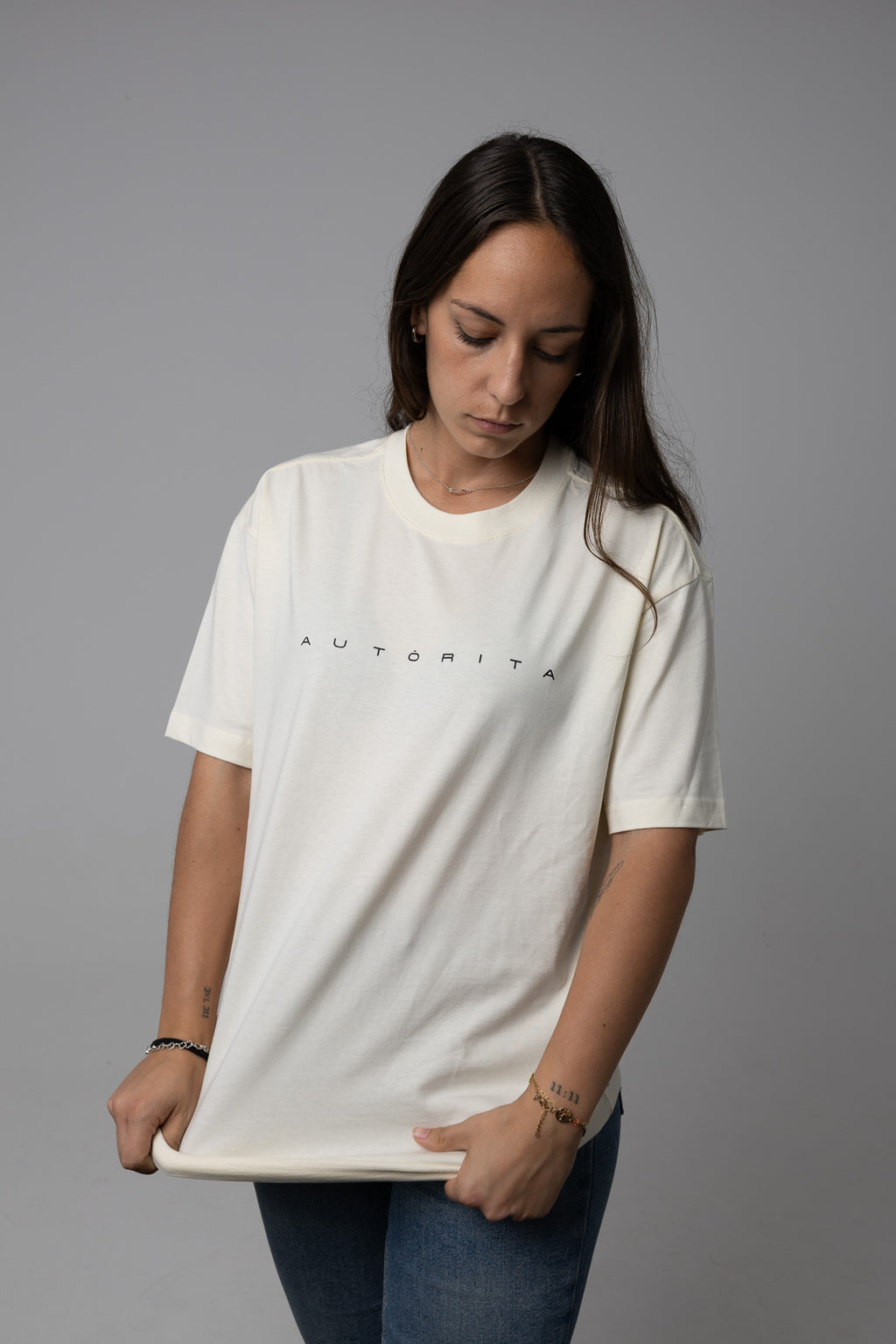 Camiseta algodón oversize blanca streetwear jiu-jitsu AUTORITA