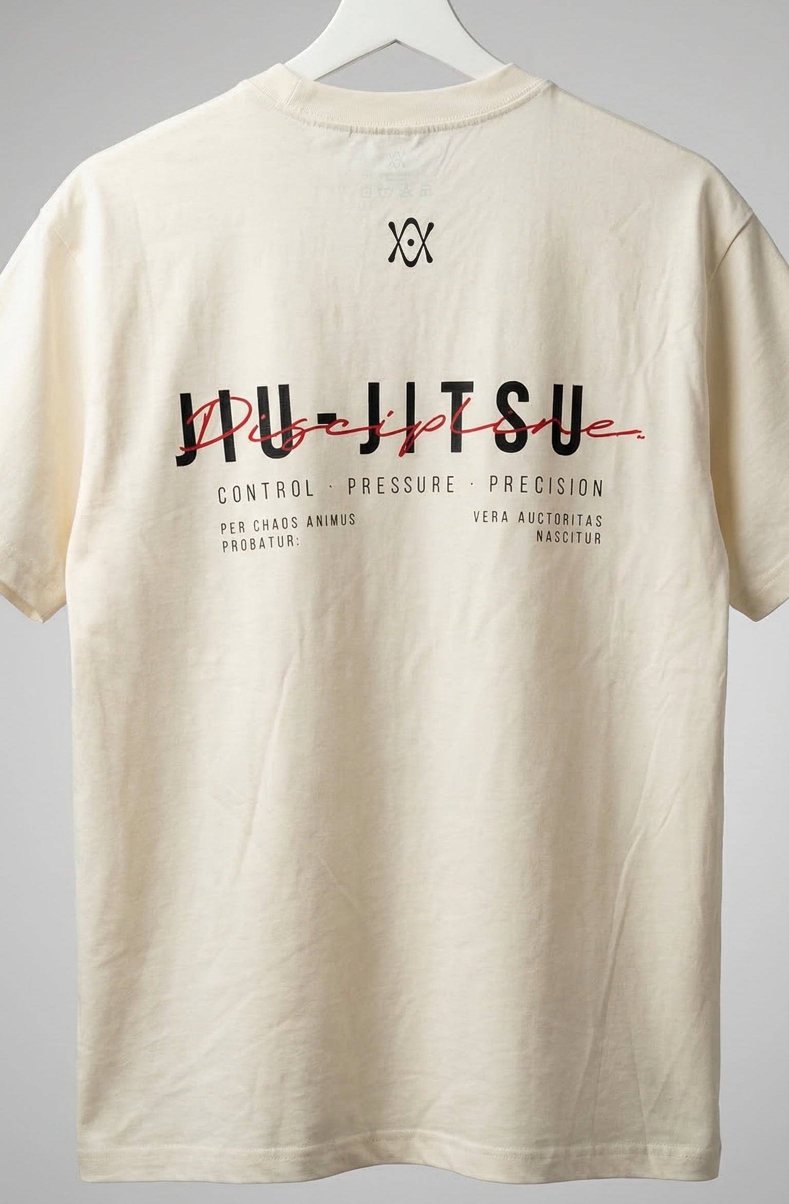 camiseta oversize blanca jiujitsu disciplina