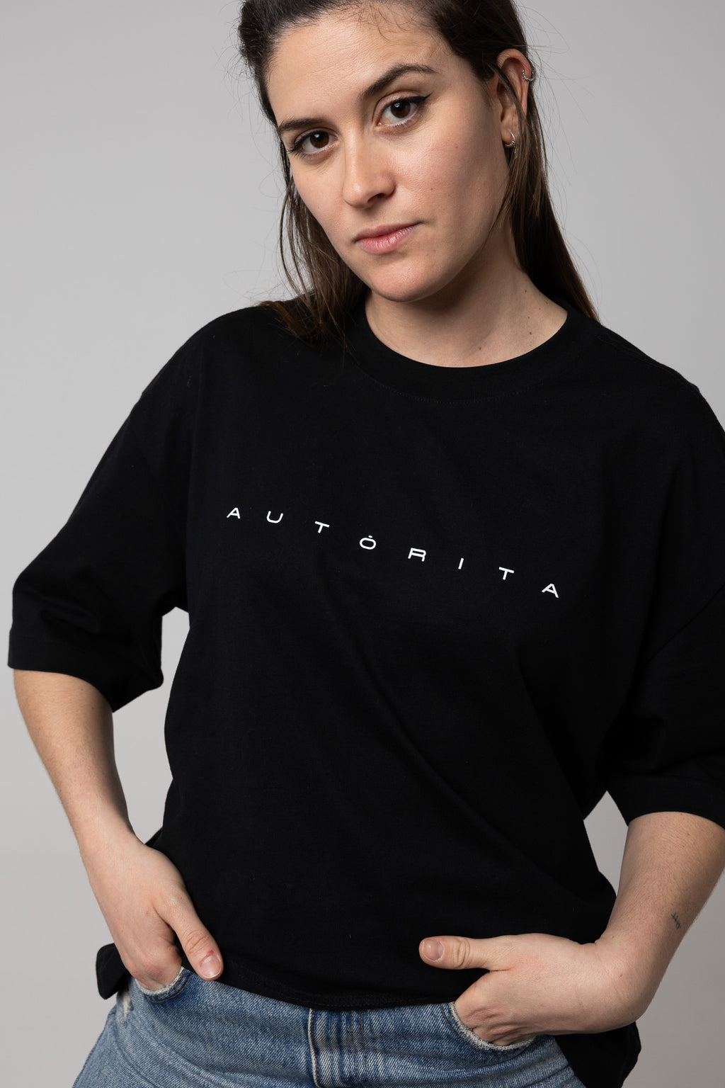 Camiseta oversize negra muje jiu-jitsu AUTORITA